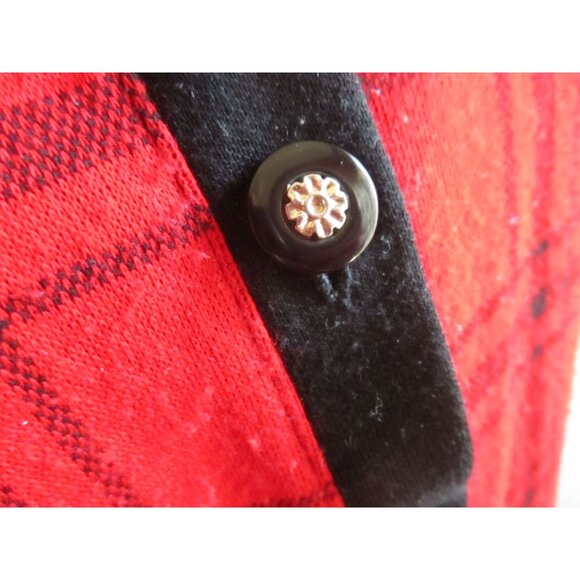 Vintage Women's Medium Cardigan Jacket E.B. Petite Red & Black Plaid 1990's - Picture 4 of 6